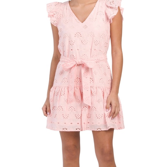 Sam Edelman Pink Eyelet Mini Dress - Picture 1 of 5